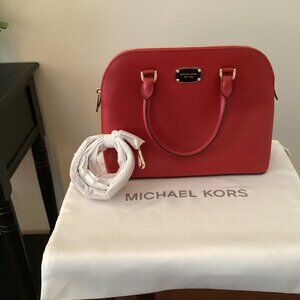 Michael Kors Cindy Dome Crossbody Bag Red Saffiano Leather